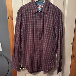 Robert Graham Red and Gray Casual Button Down Shirt